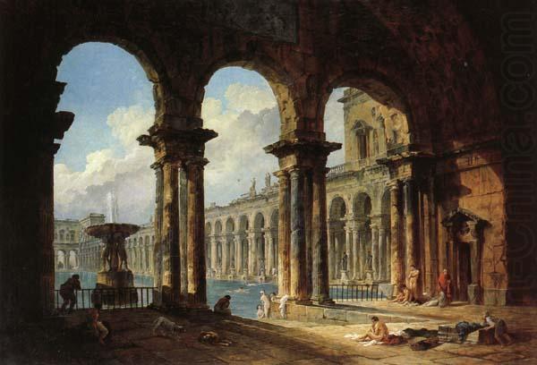 ROBERT, Hubert Ancient Runis Serving as a Public Bath oil painting picture